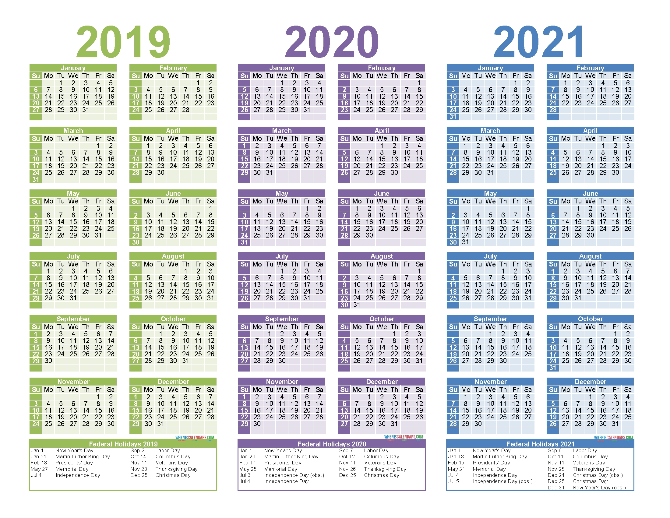 2019 To 2021 3 Year Calendar Printable Free Pdf, Word
