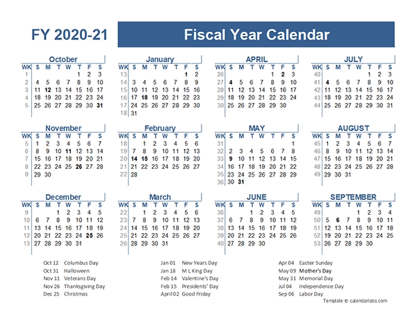 2020 2021 Fiscal Planner Us Free Printable Templates