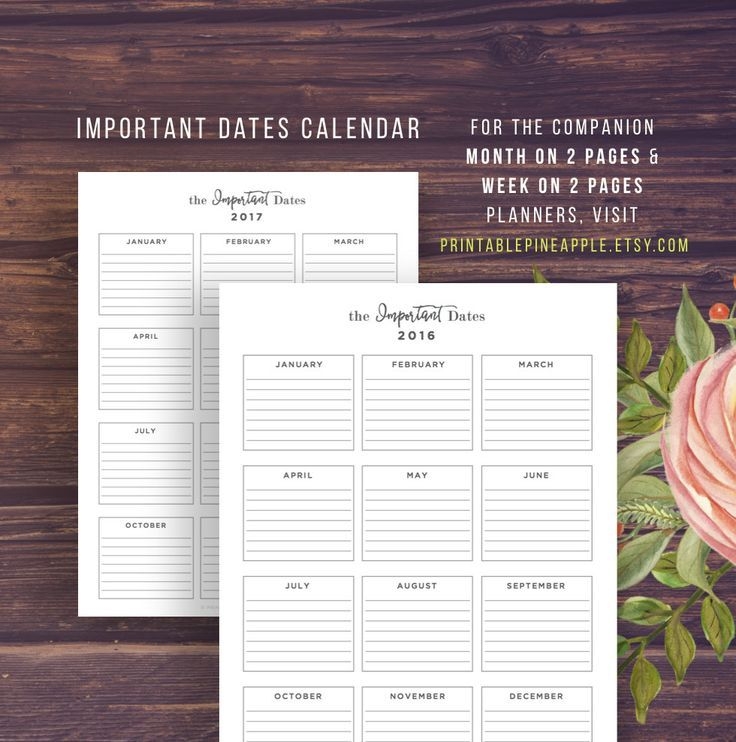 2020 2021 Year At A Glance, Calendar Printable, Yearly