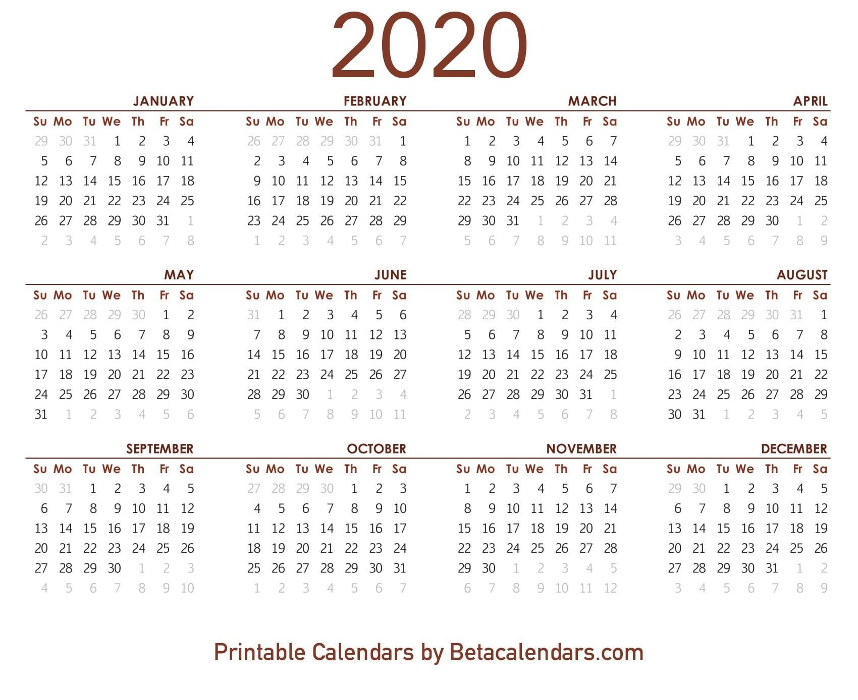 2020 Calendar 8 1/2 X 11 | Free Printable Calendar