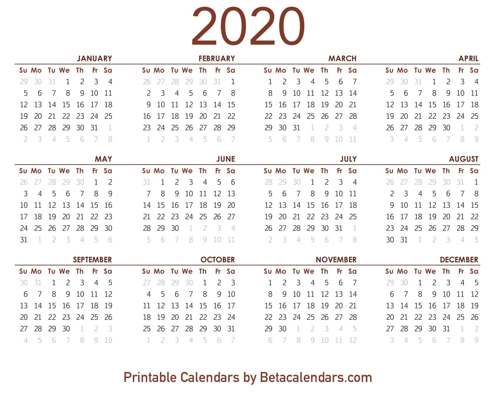 2020 calendar 8 1/2 x 11 | free printable calendar