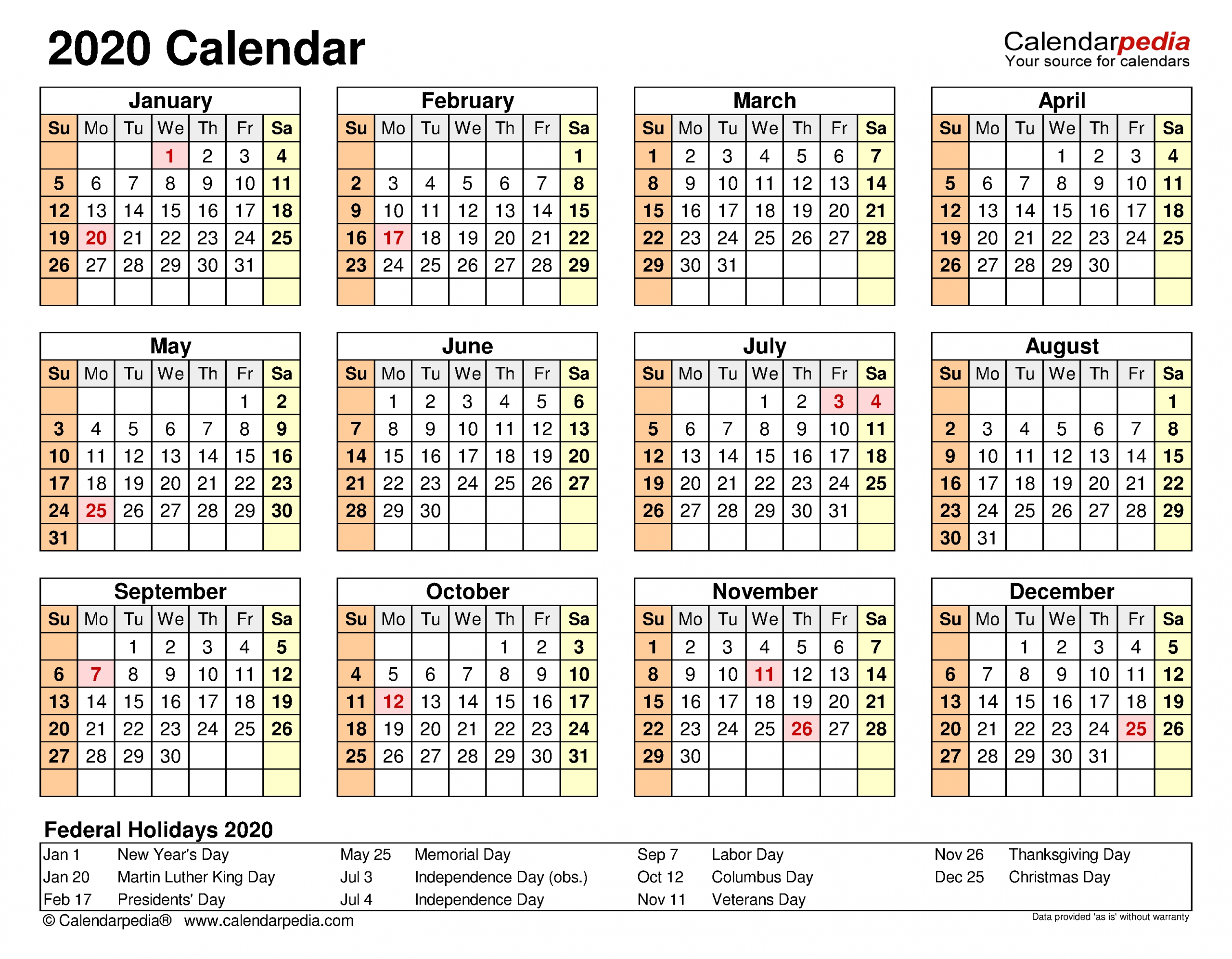 2020 Calendar Free Printable Excel Templates Calendarpedia