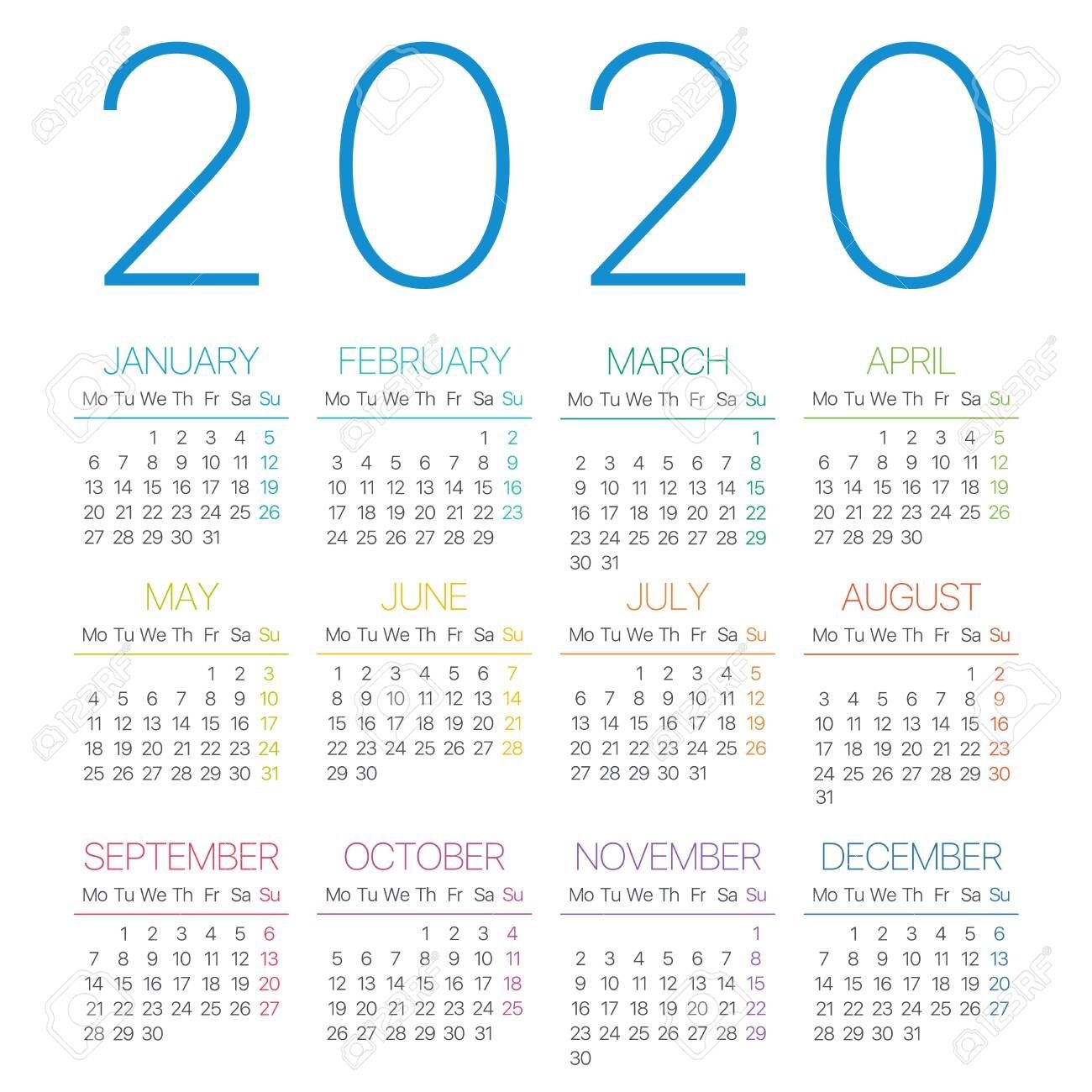 2020 calendar monday through sunday | free printable calendar