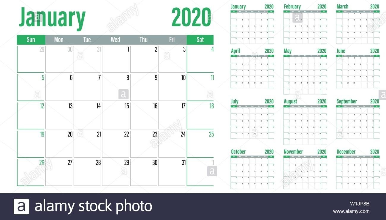 2020 Calendar Sunday To Saturday Calendar Inspiration Design