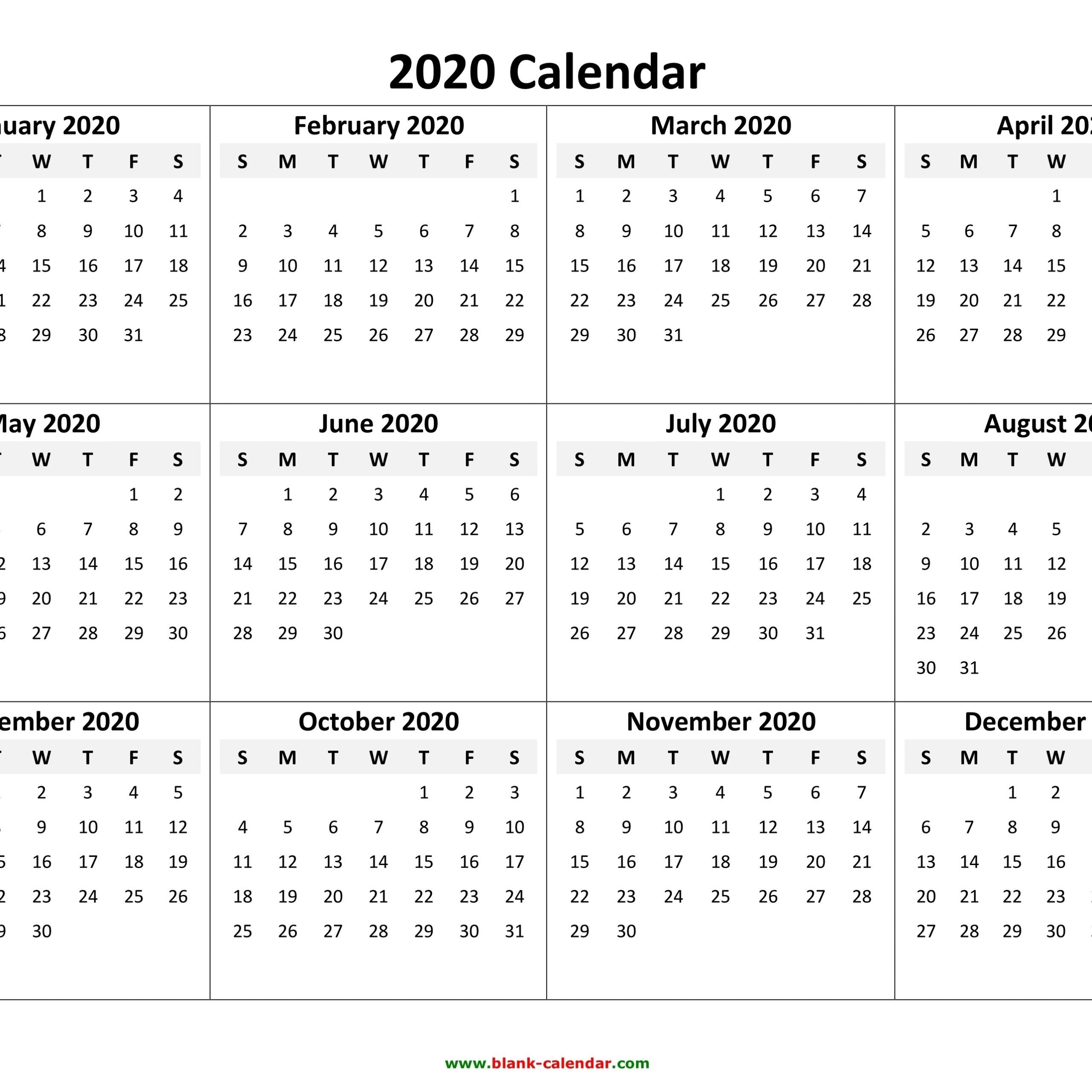 2020 Calendar Template Calendarlabs | Free Printable Calendar