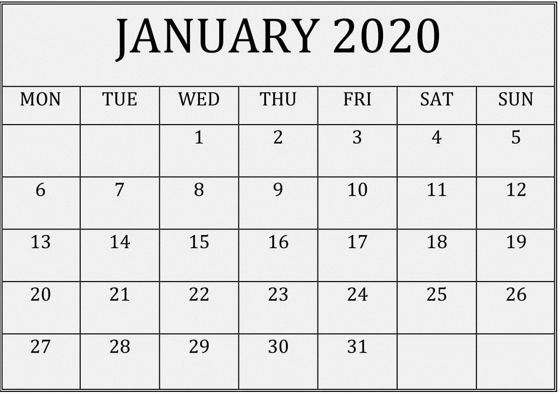 2020 Calendar You Can Edit | Month Calendar Printable