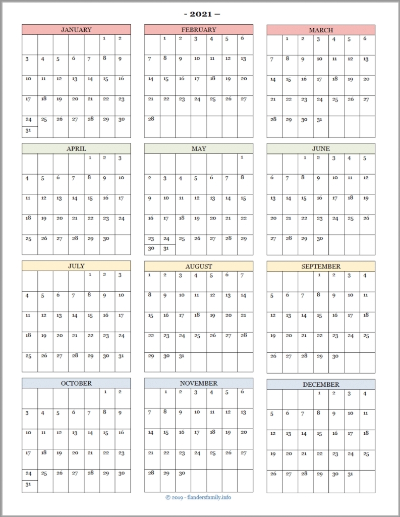 2021 Calendar Month At A Glance | Month Calendar Printable