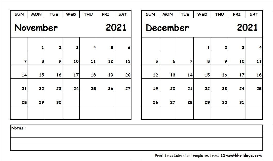 2021 Calendar November December | Calendar 2021