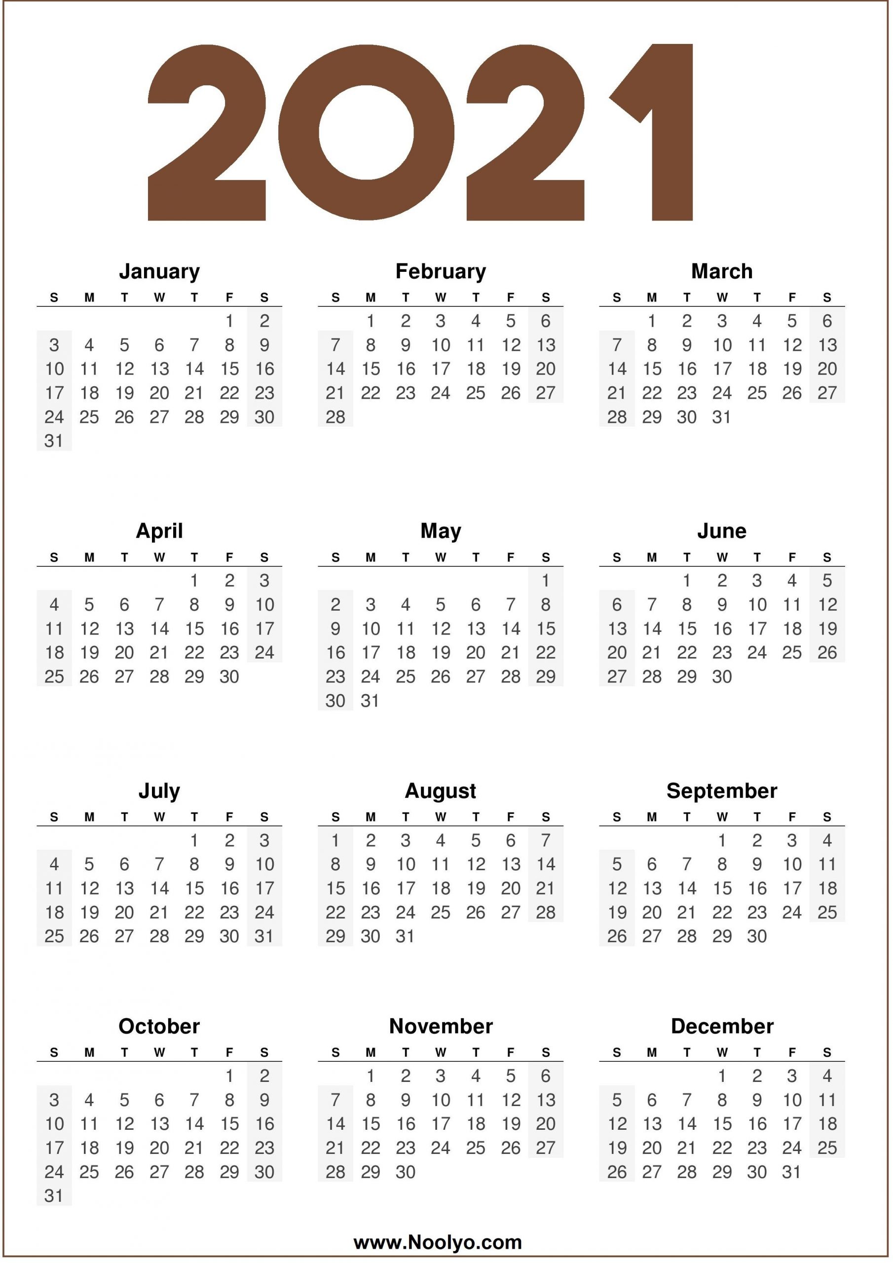 Free Printable 2021 Calendar On One Page - Example Calendar Printable