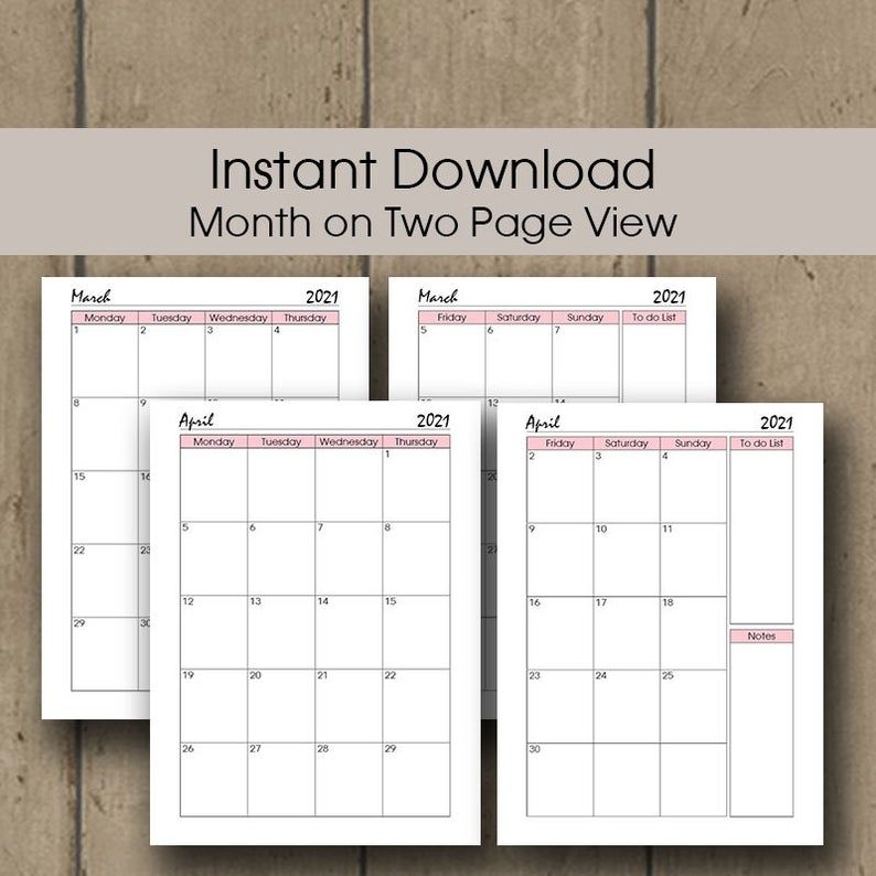2021 Calendar Page Printable 2021 Monthly Planner Insert