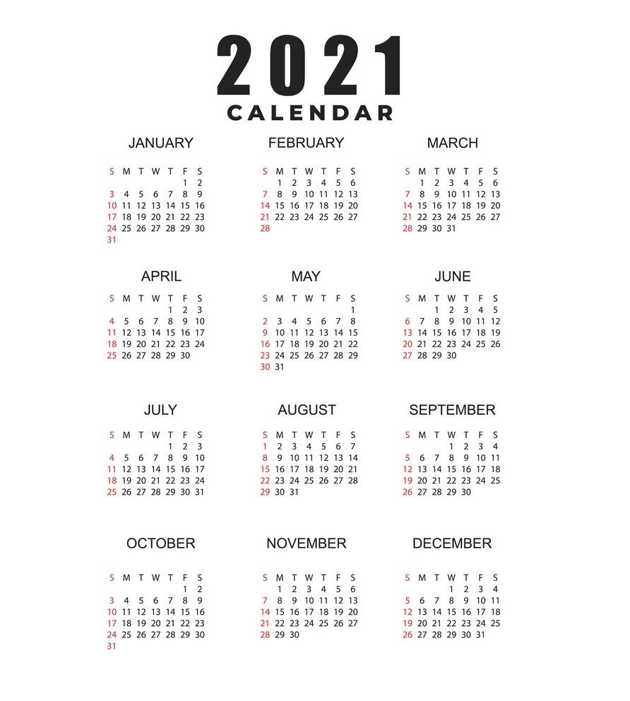 2021 Calendar Printable | 12 Months All In One | Calendar 2021