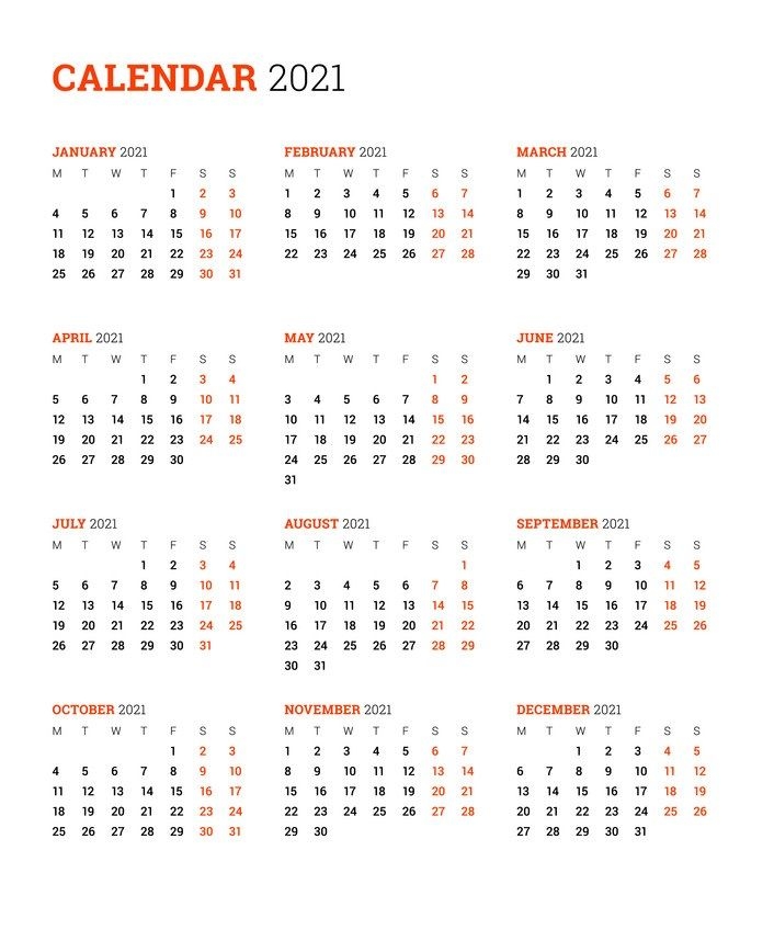 2021 calendar printable | 12 months all in one | calendar 2021