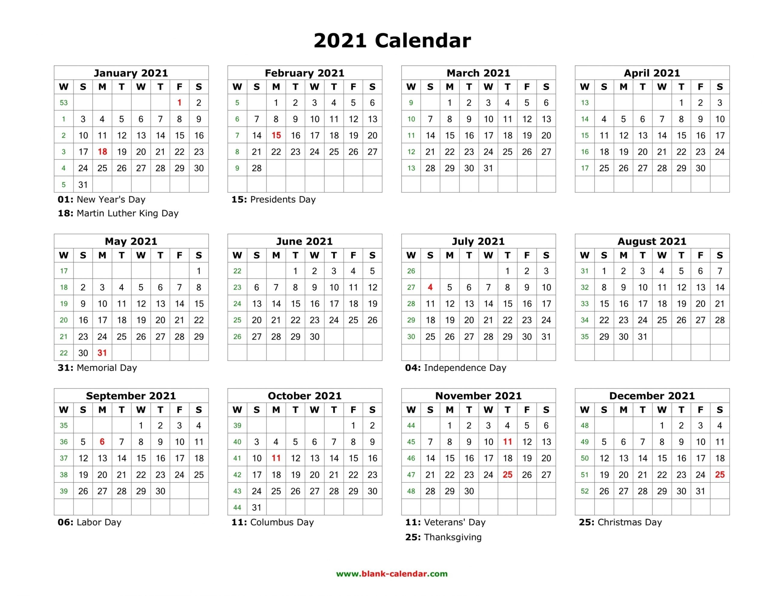 2021 calendar printable one page | free letter templates