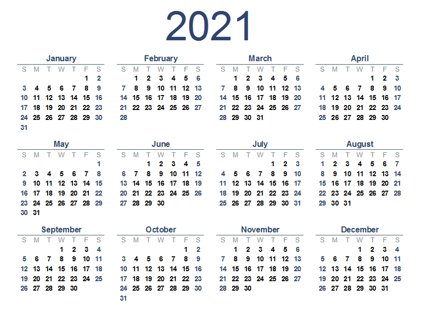 2021 Calendar Printable Printable Calendar