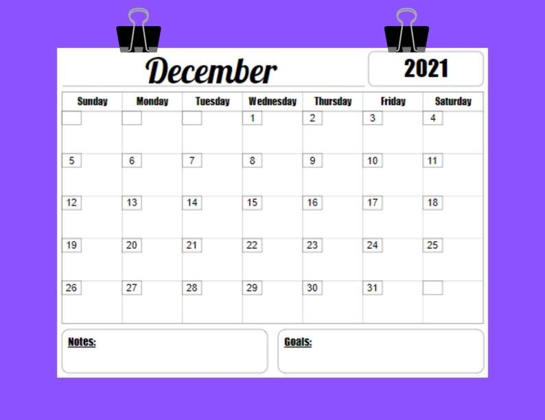 2021 Calendar Printable Template 12 Month 8 5 X 11 Instant