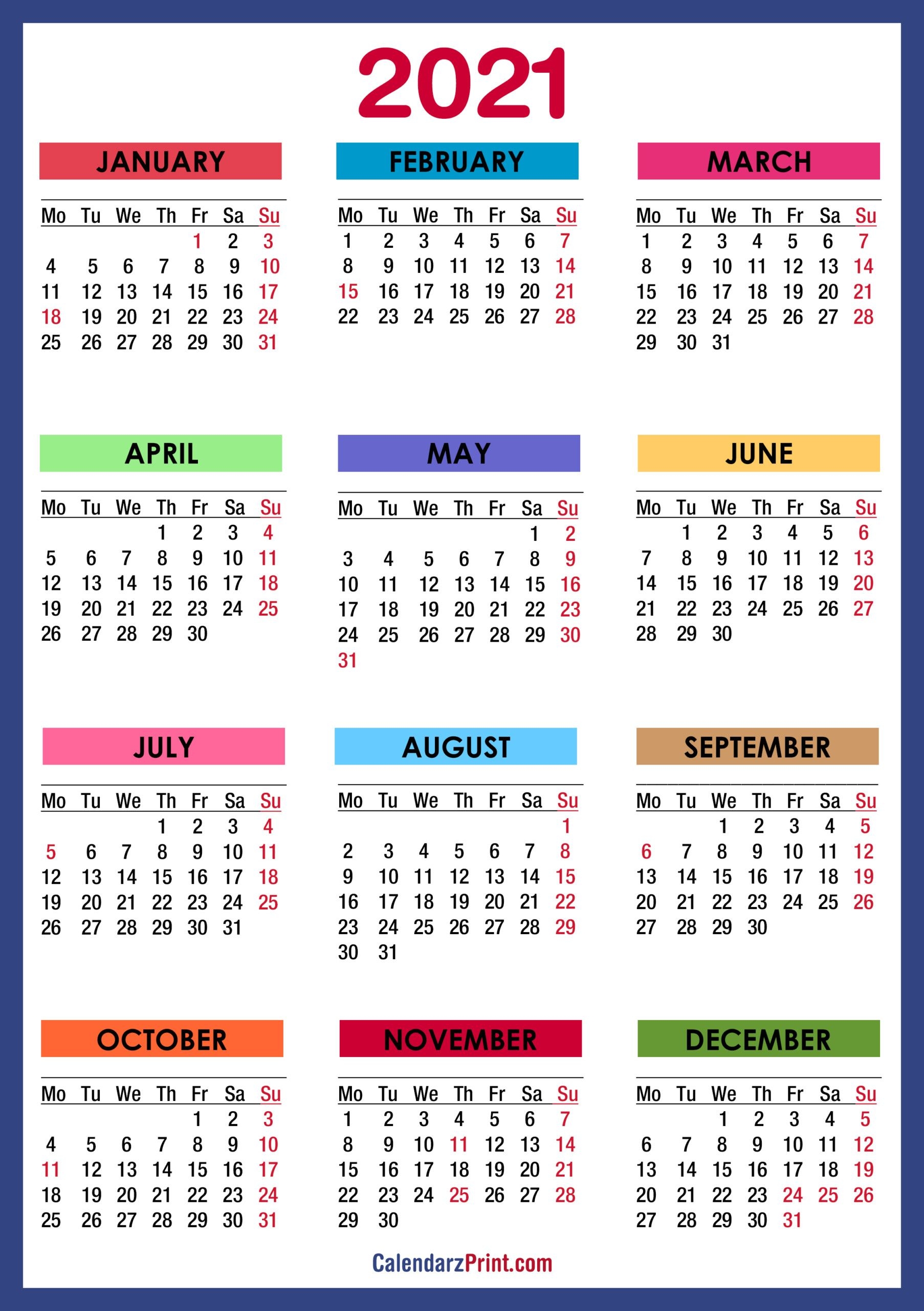 2021 Calendar Printable With Holidays Usa | Free 2021