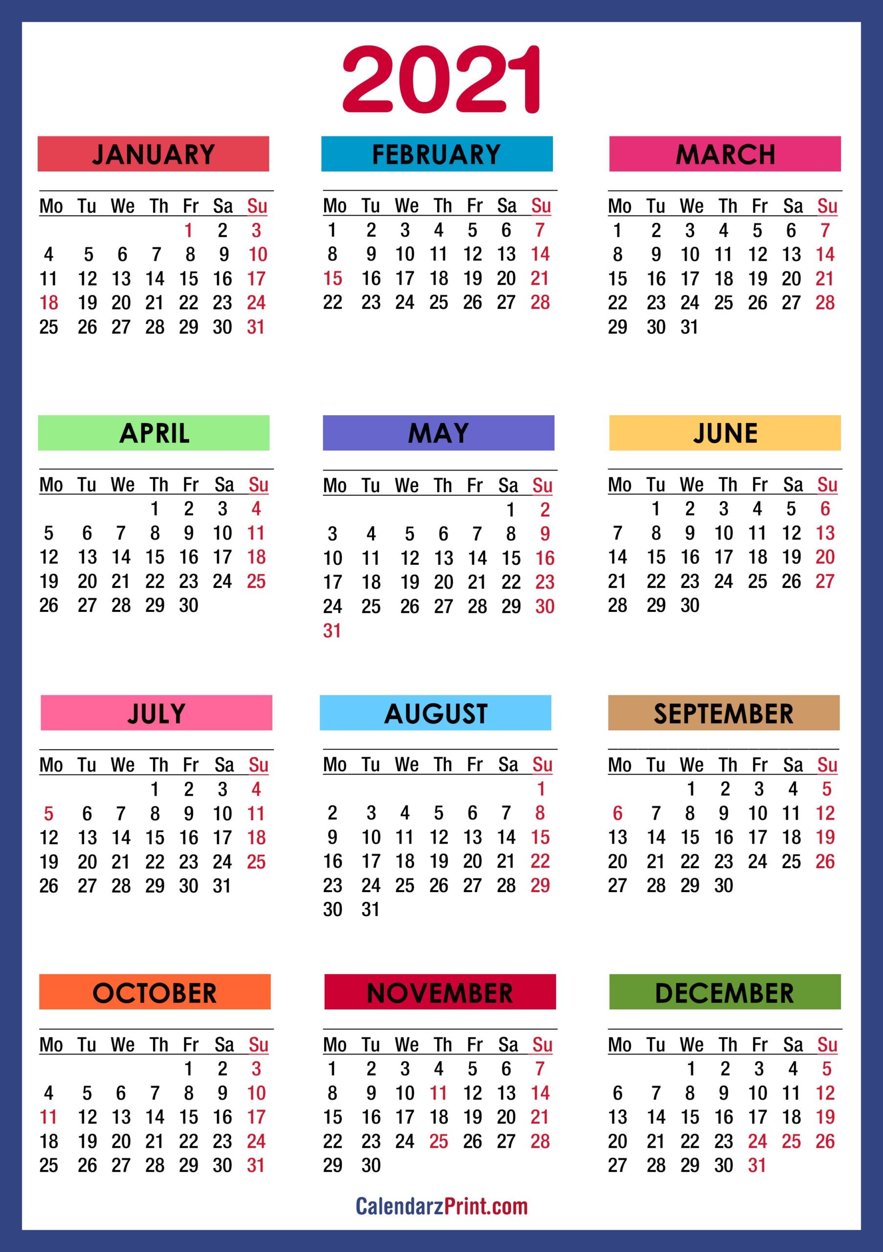 2021 calendar printable with holidays usa | free 2021