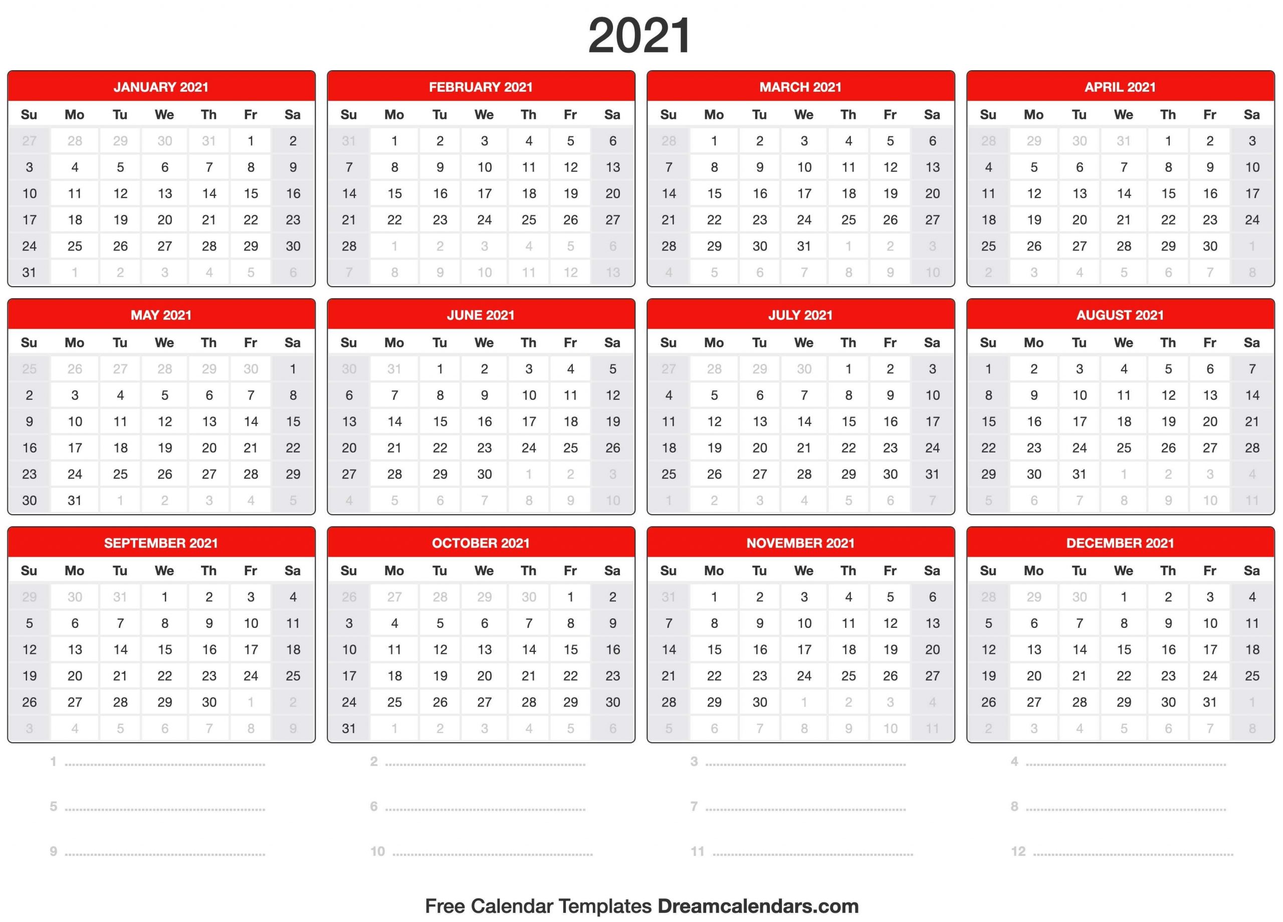 2021 calendar