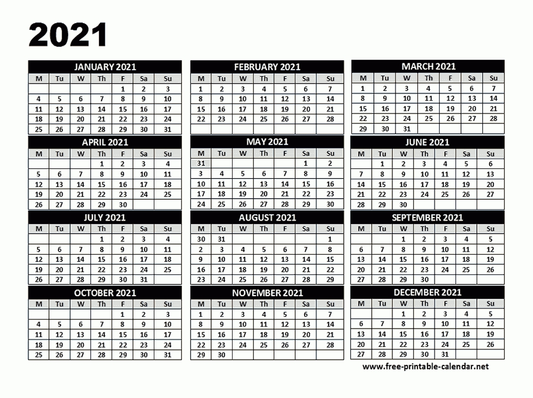 2021 Calendar Template Download Printable Templates