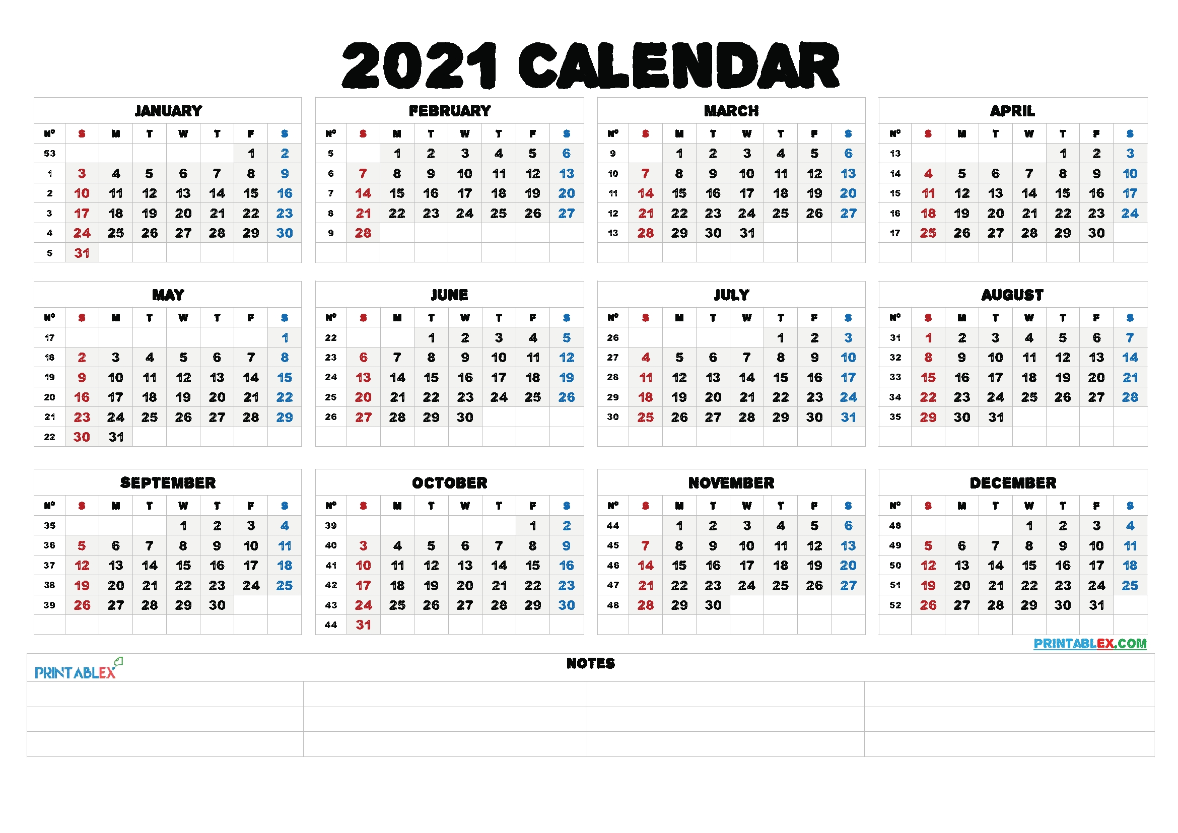 2021 calendar with week number printable free calendar