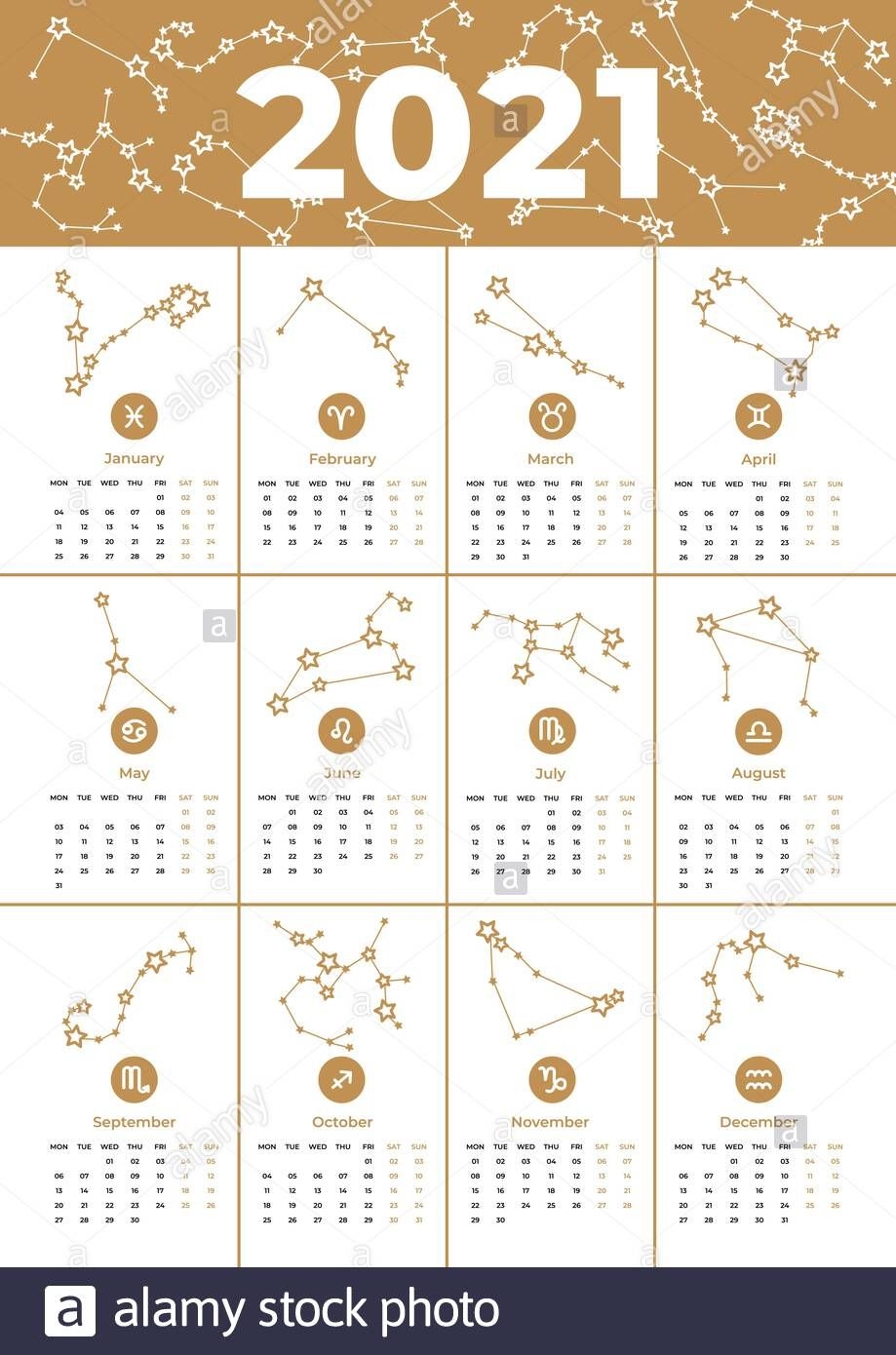 2021 Calendar With Zodiac Signs | Calendar Printables Free