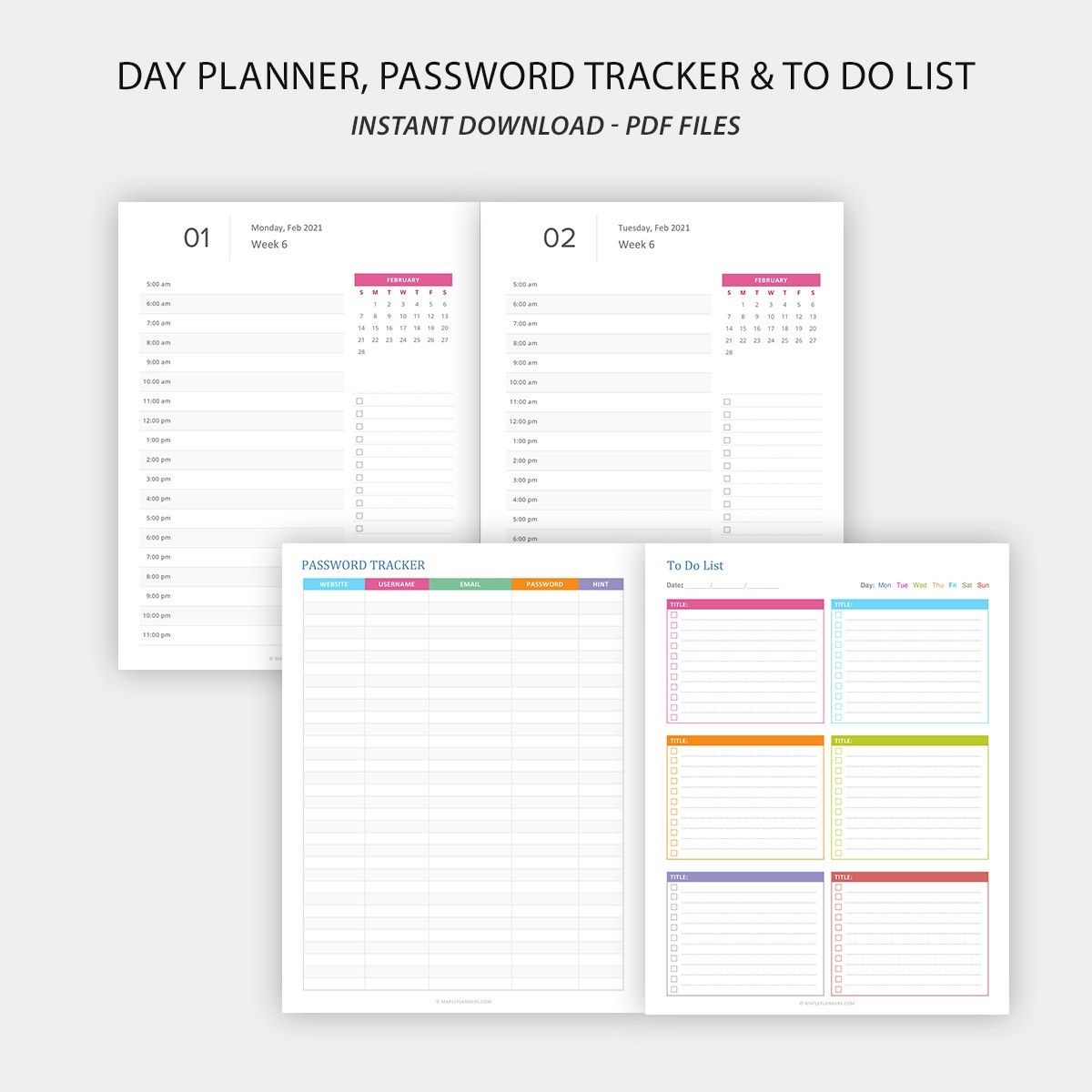 2021 Daily Planner Printable Daily, Weekly And Monthly