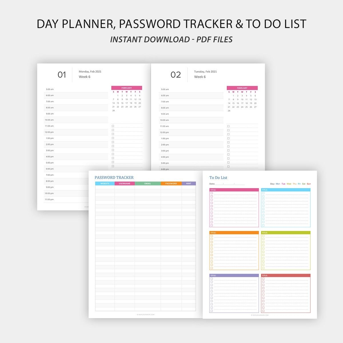 2021 daily planner printable daily, weekly and monthly