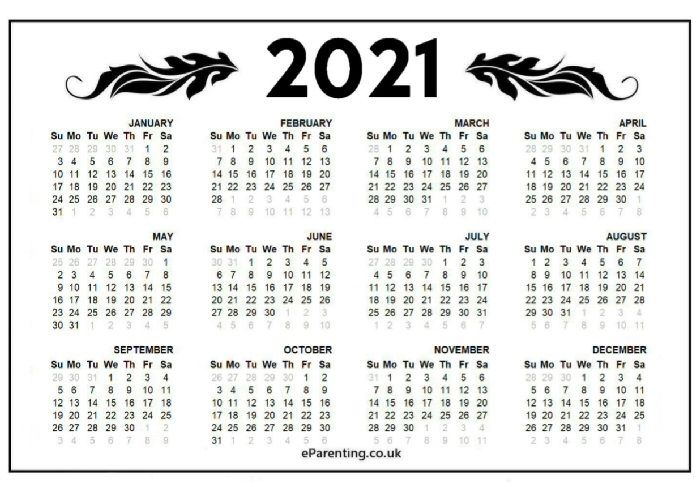 2021 free printable calendar