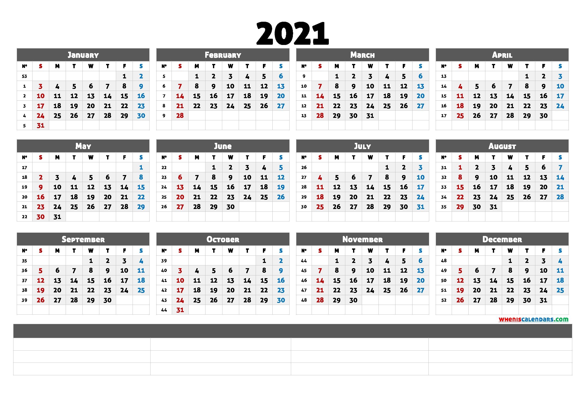 2021 Free Yearly Calendar Template Word (6 Templates)