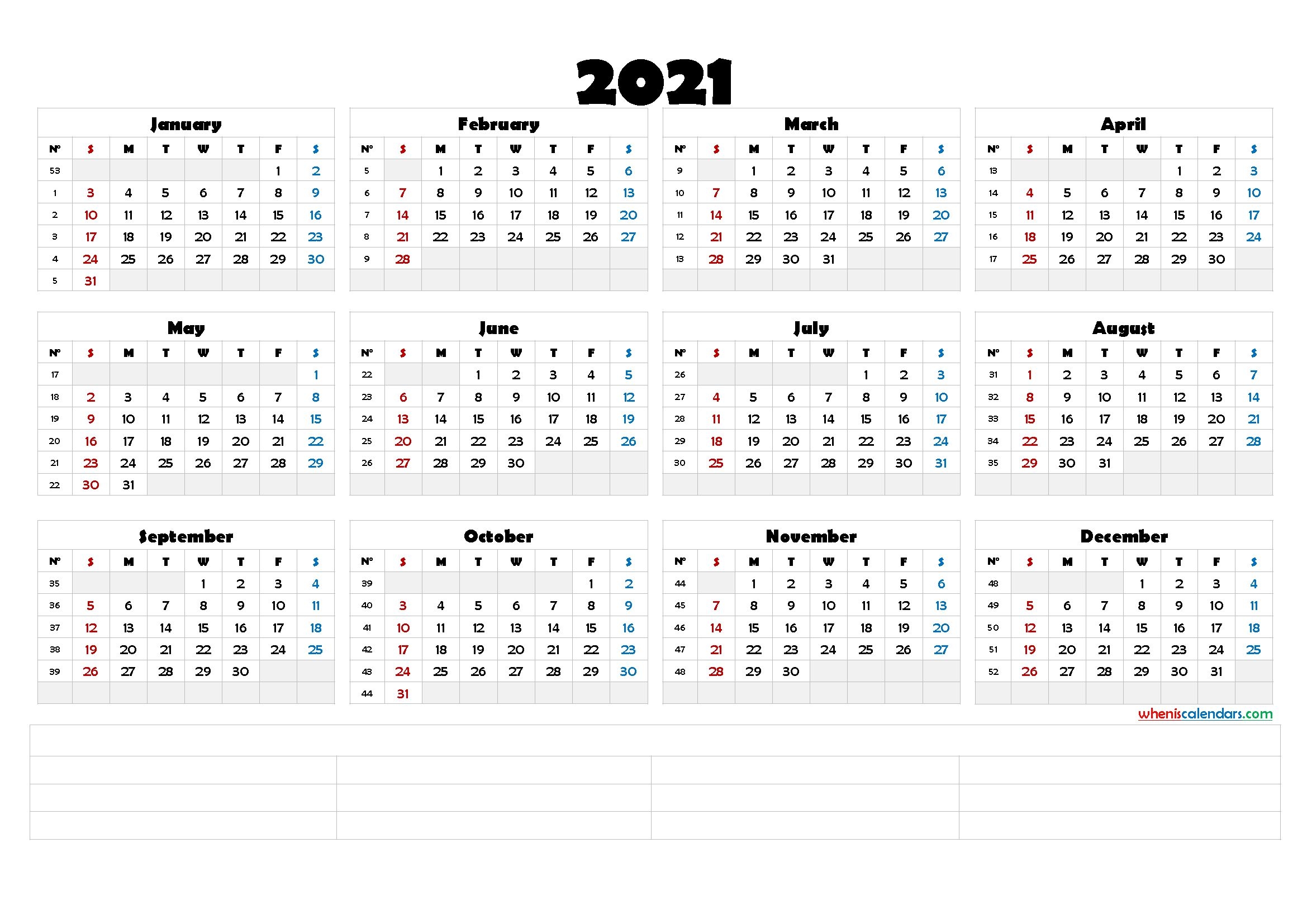 2021 Free Yearly Calendar Template Word Calendraex