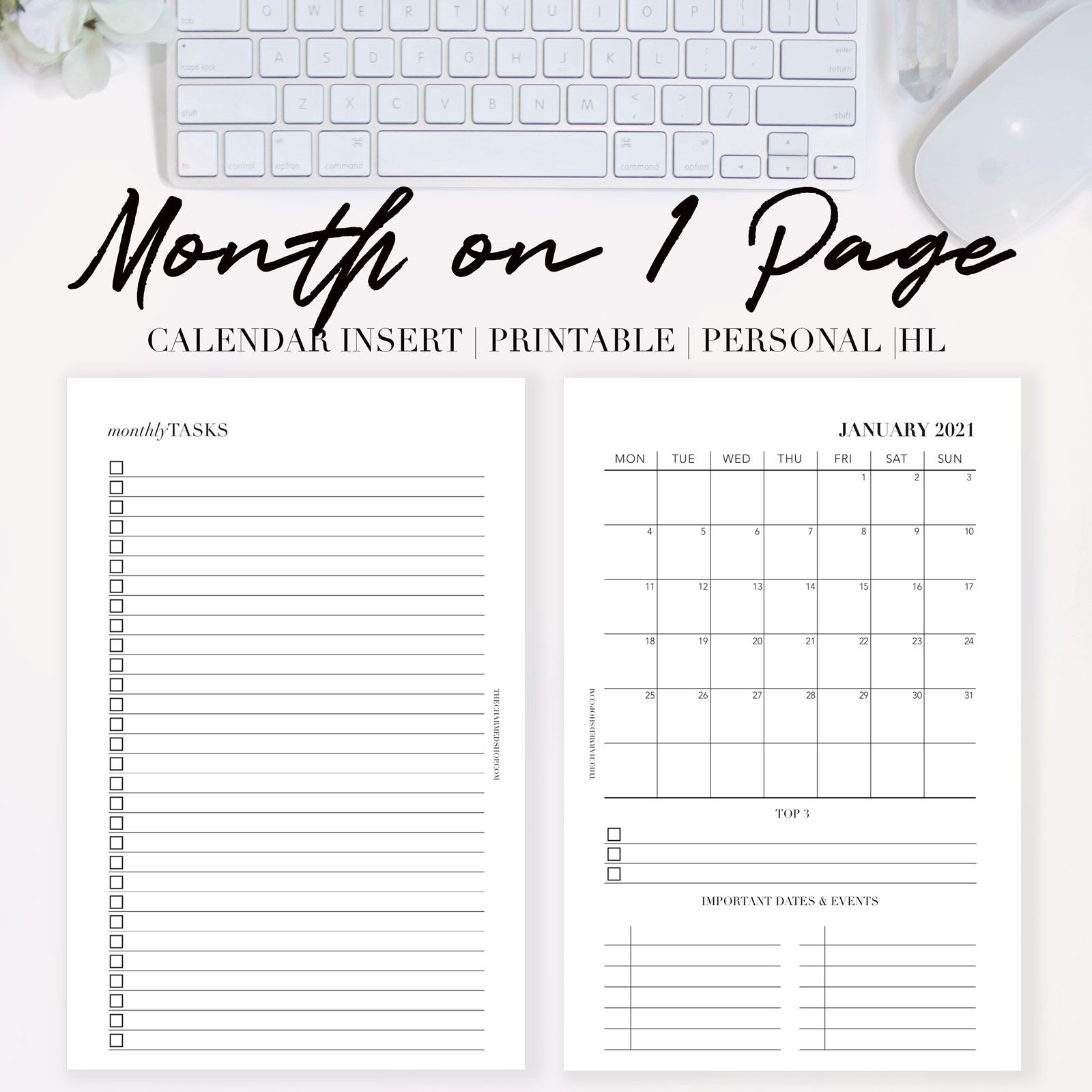 2021 month on one page calendar {printable pdf} the