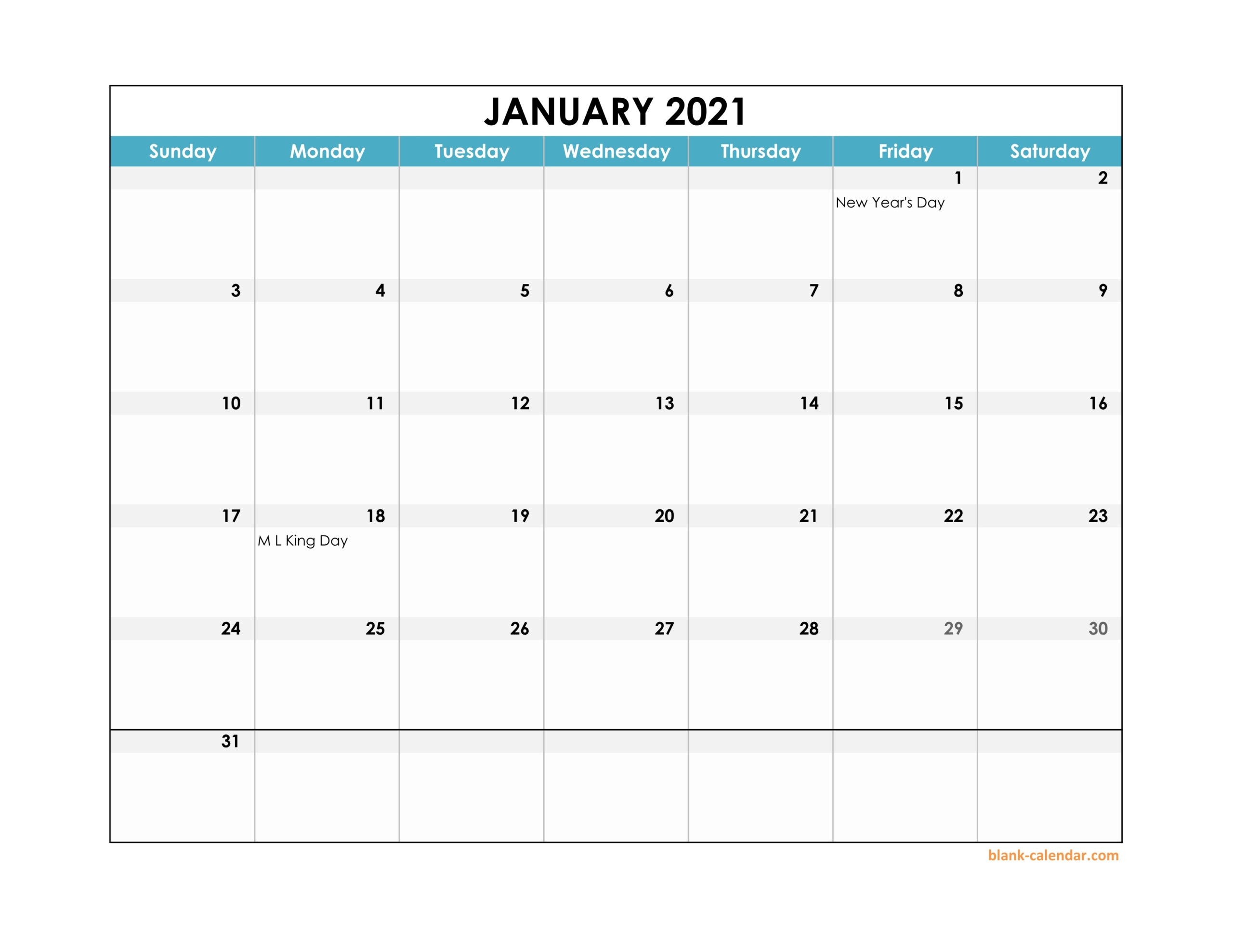 2021 Monthly Landscape Printable Calendar | Printable