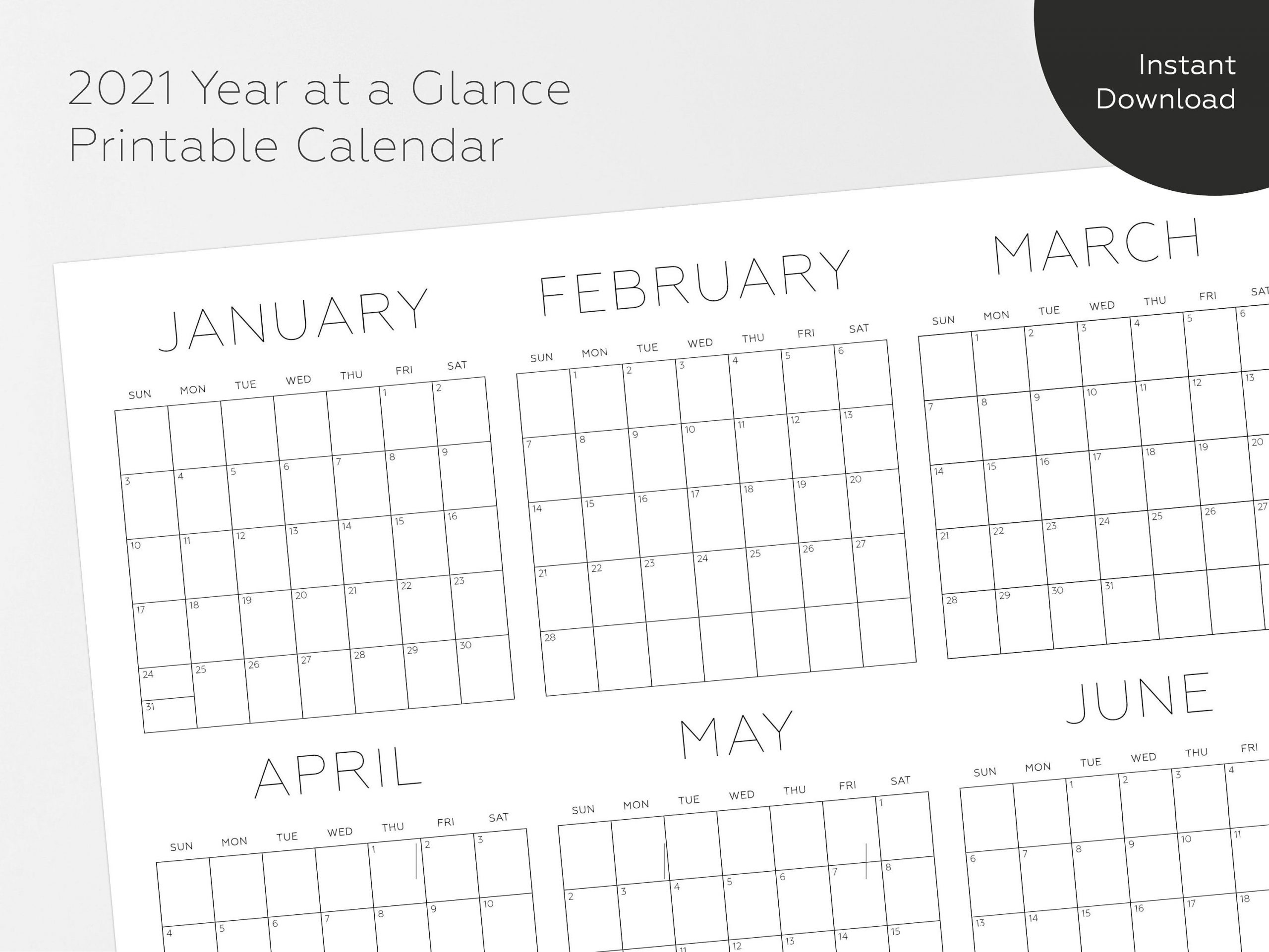 Printable Year At A Glance 2021 Example Calendar Prin 4393