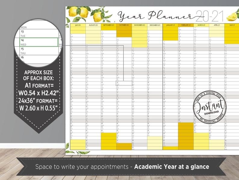 2021 Wall Calendar Printable/ Year At A Glance Planner To