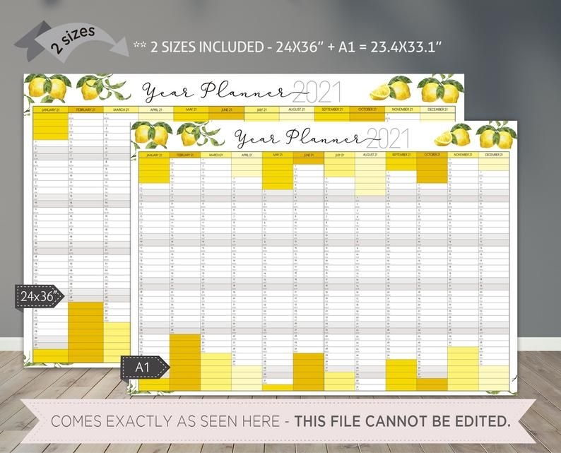 2021 Wall Calendar Printable/ Year At A Glance Planner To