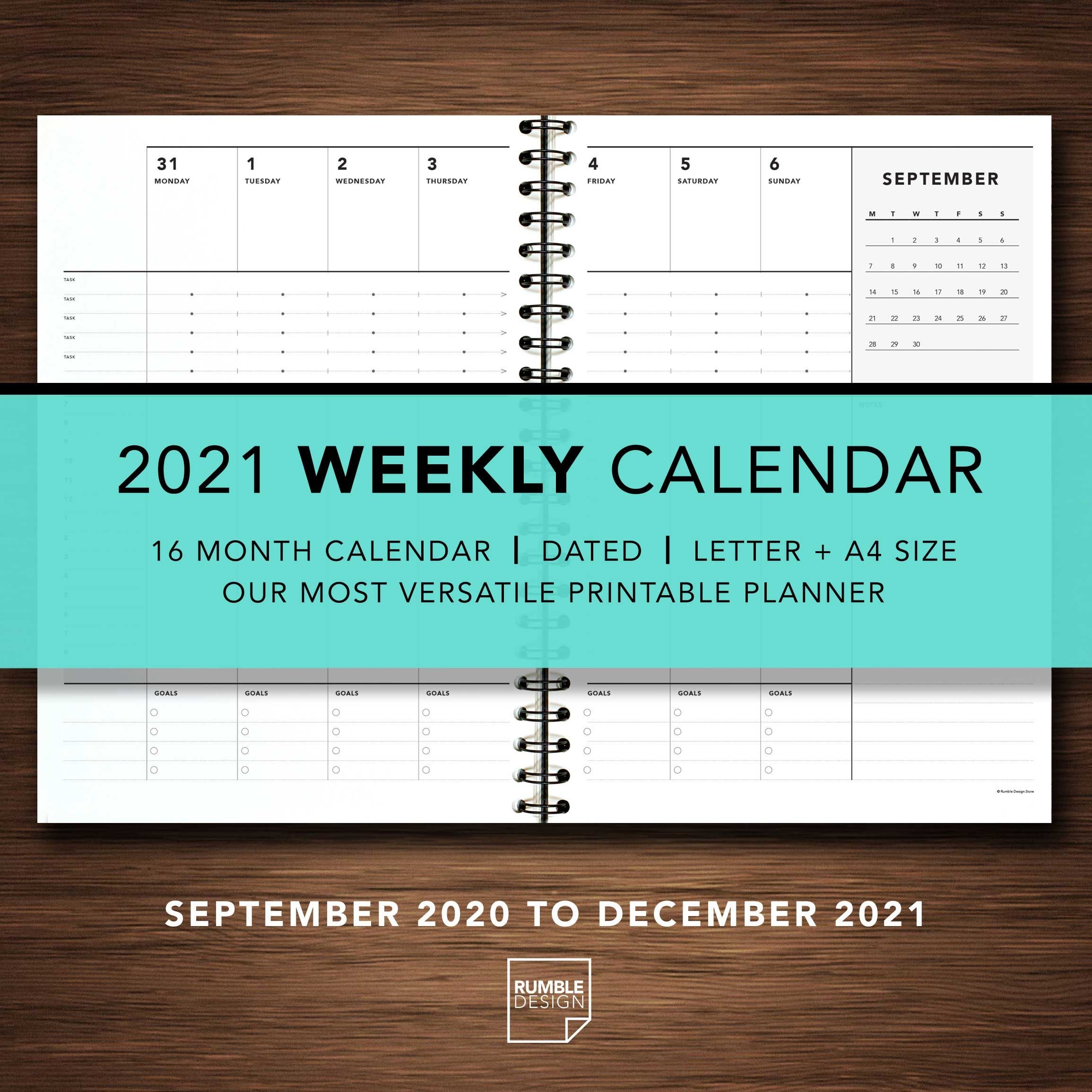 2021 Weekly Calendar | Rumble Design Store