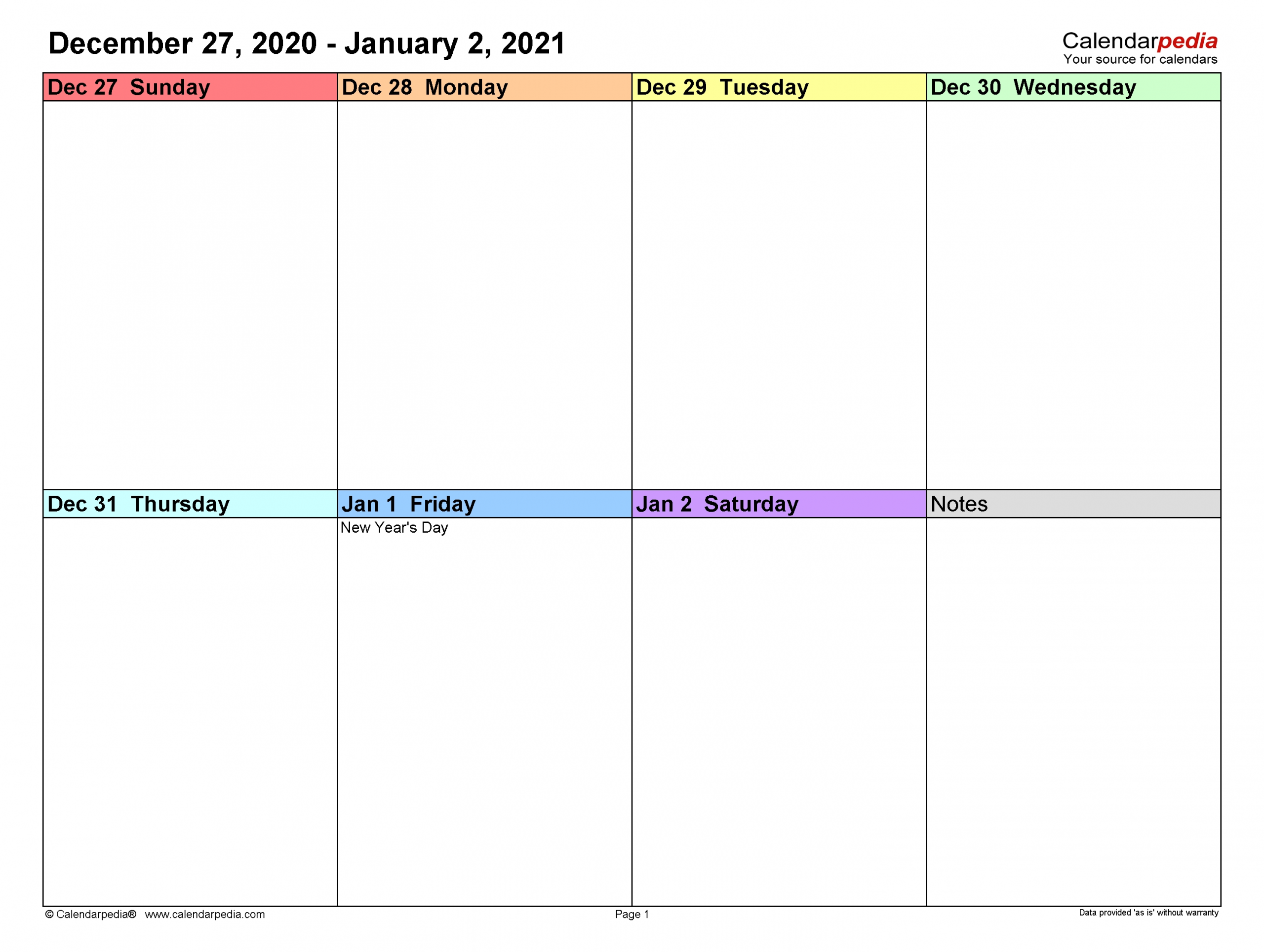 2021 Weekly Planner Excel