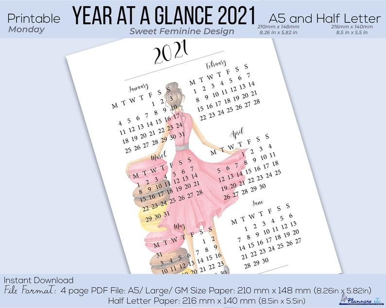 2021 year at a glance printable 2021 calendar yearly