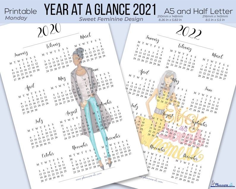 2021 Year At A Glance Printable 2021 Calendar Yearly