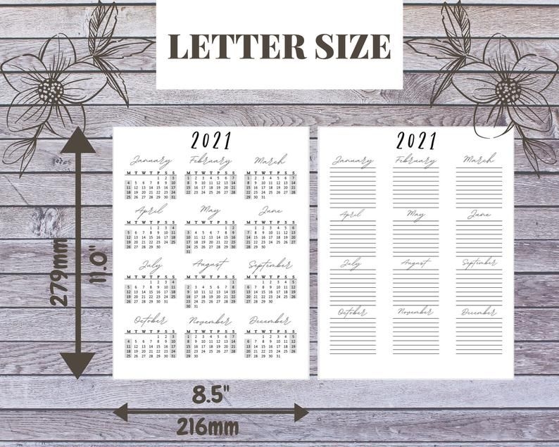 2021 year at a glance printable calendar yearly calendar