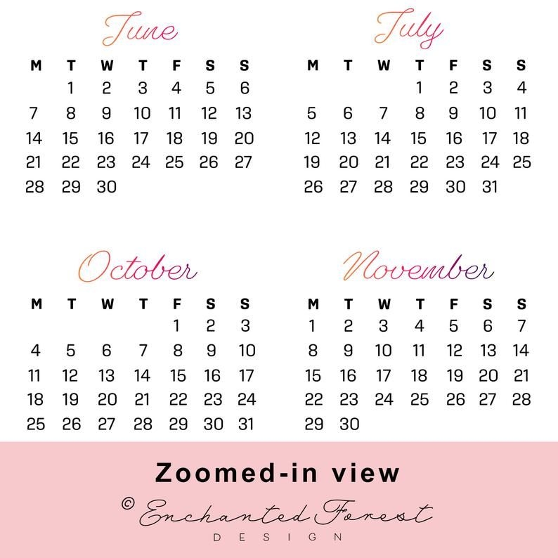 2021 year at a glance printable wall calendar page | etsy