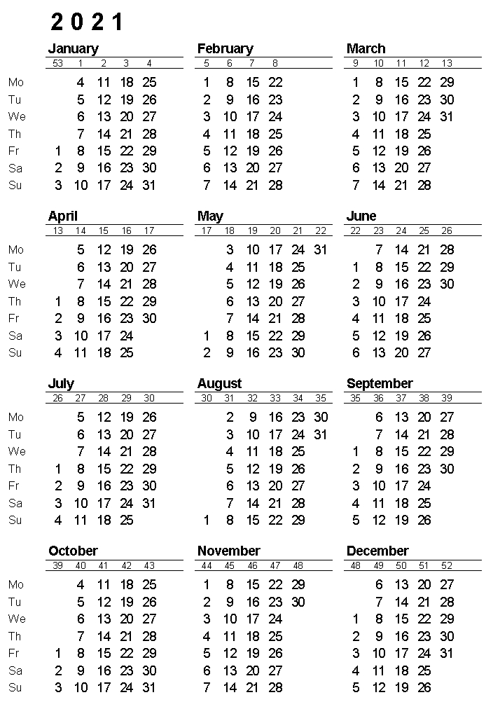 2021 yearly calendar printable | calendar 2021