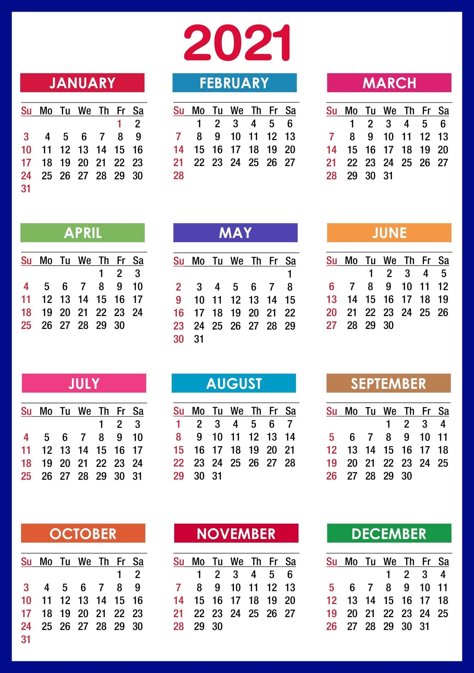 2021 yearly calendar | printable yearly calendar