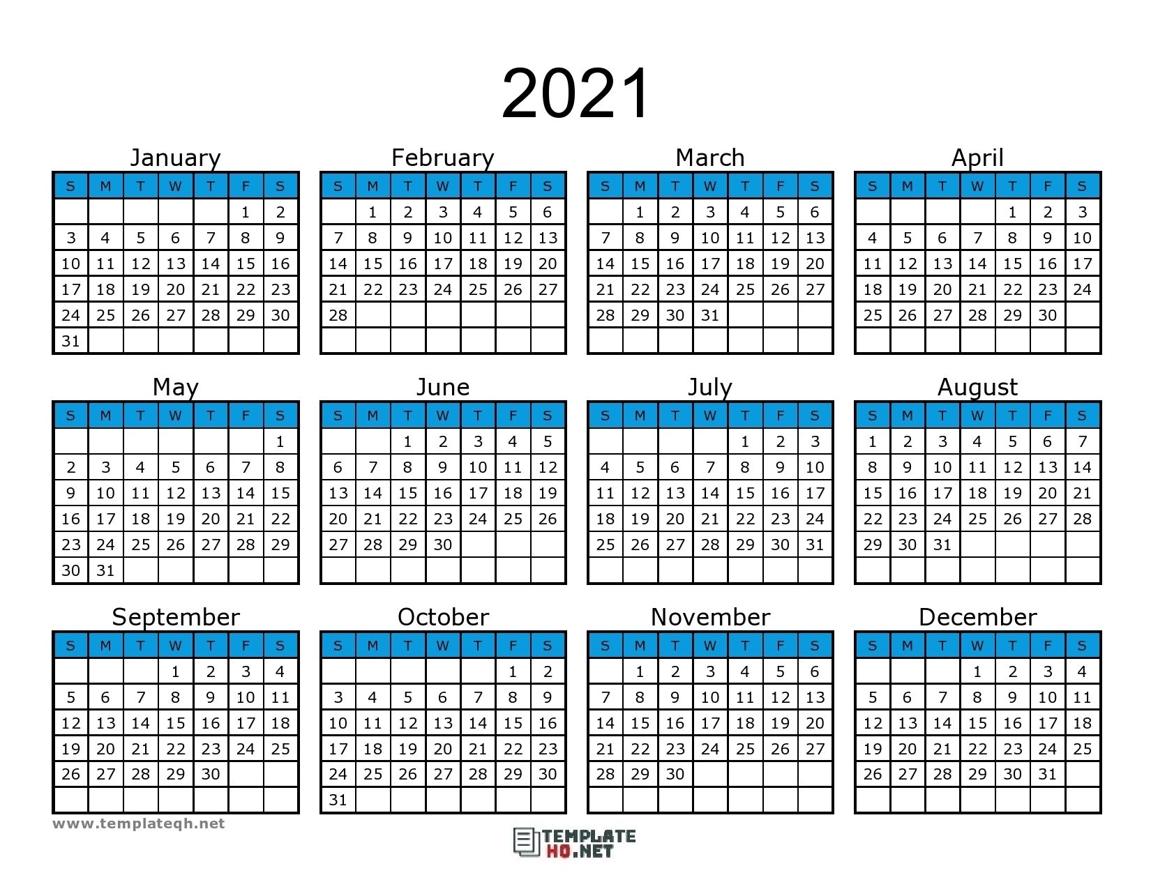 2021 yearly write in calendars | month calendar printable