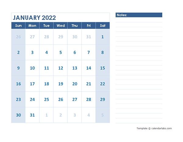 2022 Blank Printable Calendar Free Printable Templates