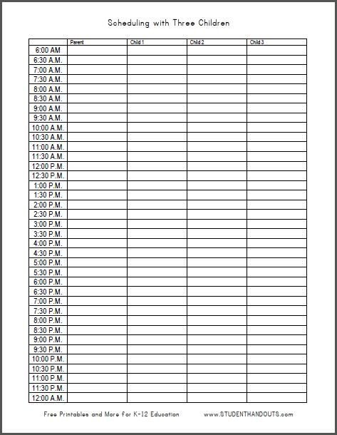 24 hour daily schedule template printable | daily schedule