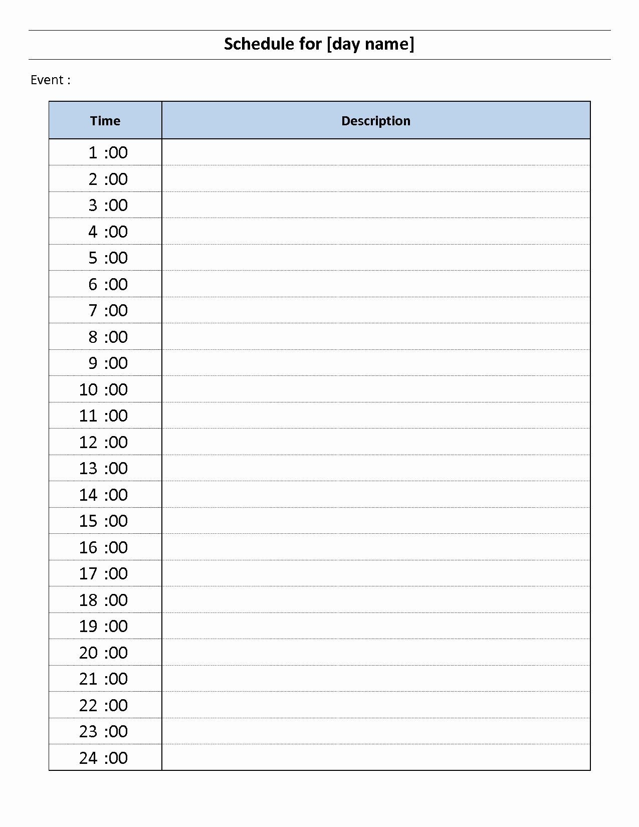 24 Hour Planner Template In 2020 | Daily Schedule Template