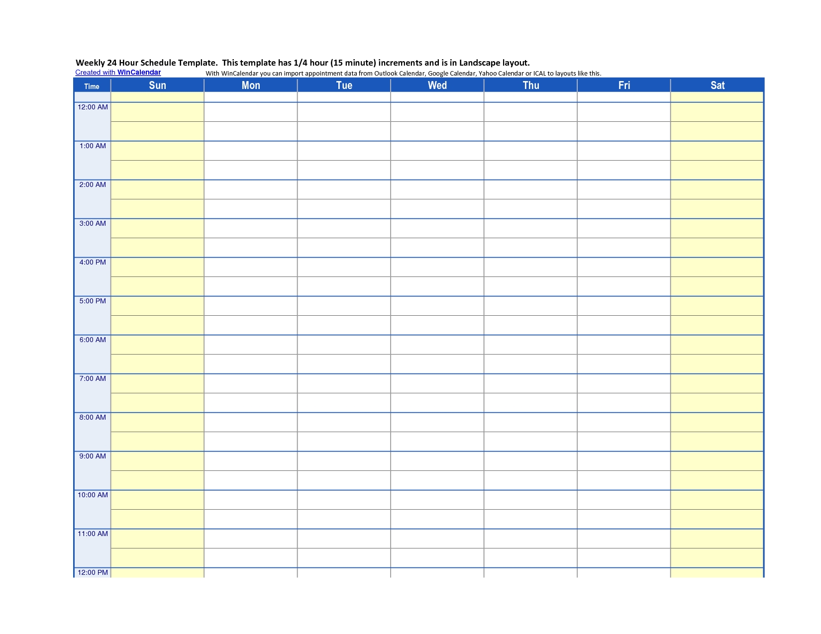 24 Hour Schedule Template Excel | Schedule Template