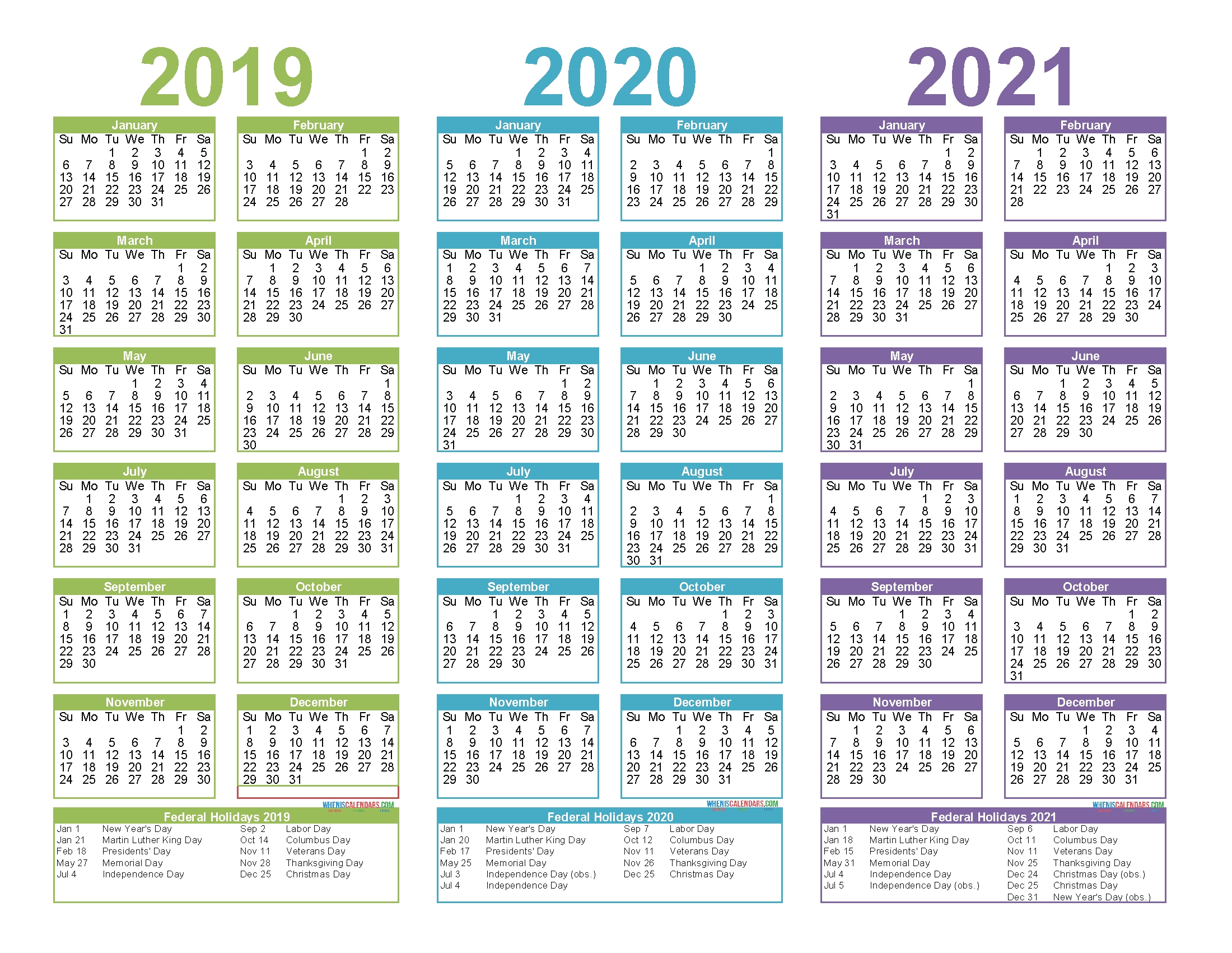 3 year calendar 2020 to 2020 | calendar printables free