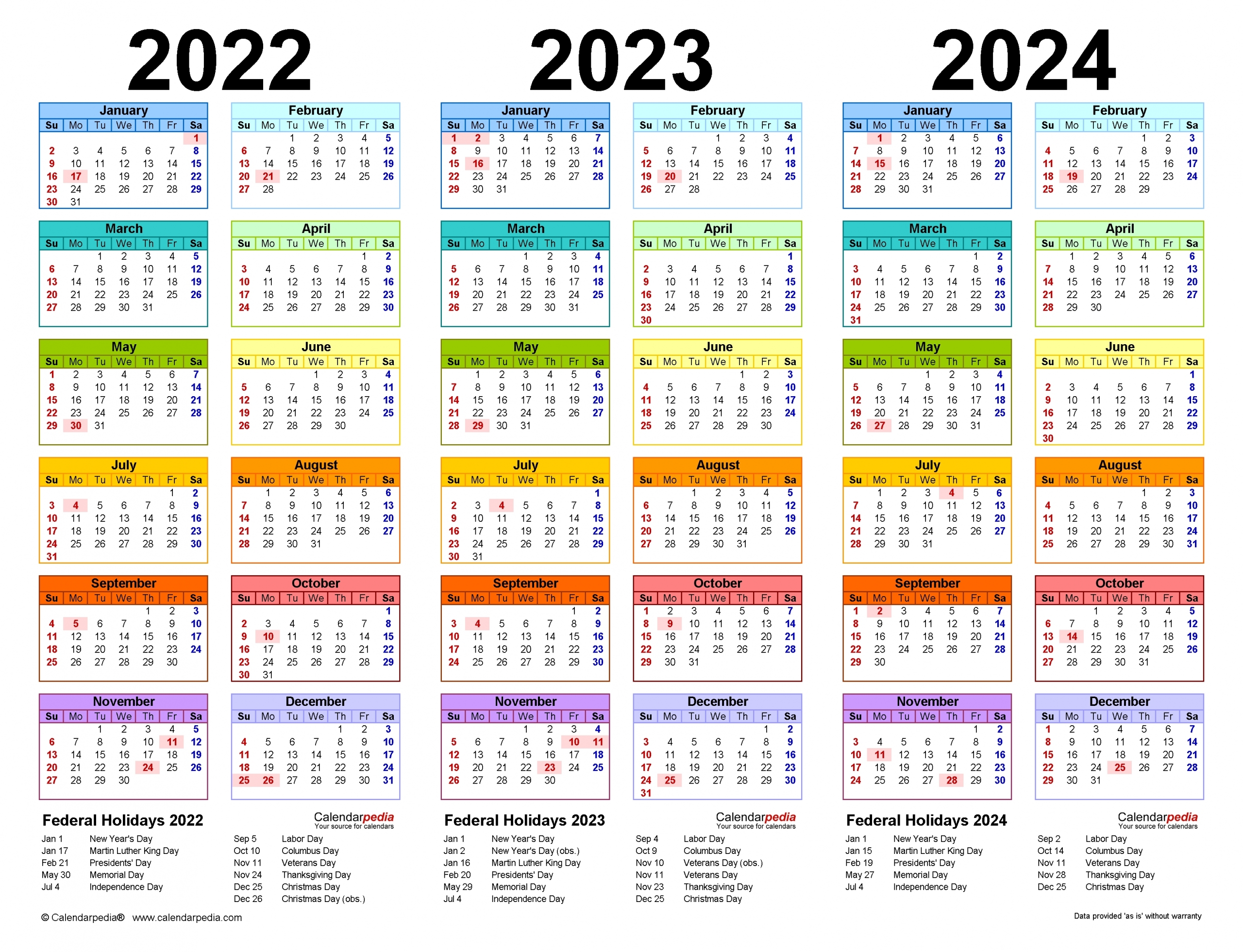 3 Year Calendars 2021 2022 2023 Free Printable | Calendar